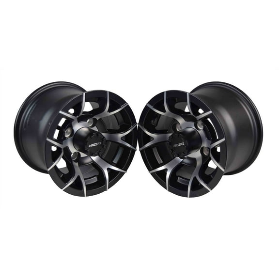 MASSFX 10x7 Golf Cart Rims with 4/101.6 or 4 on 4" Bolt Pattern-Matte Black-2 pk