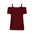 thumbnail image 5 of Auralook Womens V Neck Cold Shoulder Tops Short Sleeve Summer T Shirts Basic Tees Loose T-shirt Tops, 5 of 7