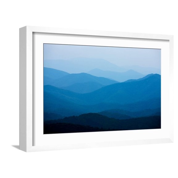 Art.com Blue Mountains, Blue Ridge Parkway, Virginia Photographic Print by Paul Souders, White Frame Wall Art, 23" x 17"