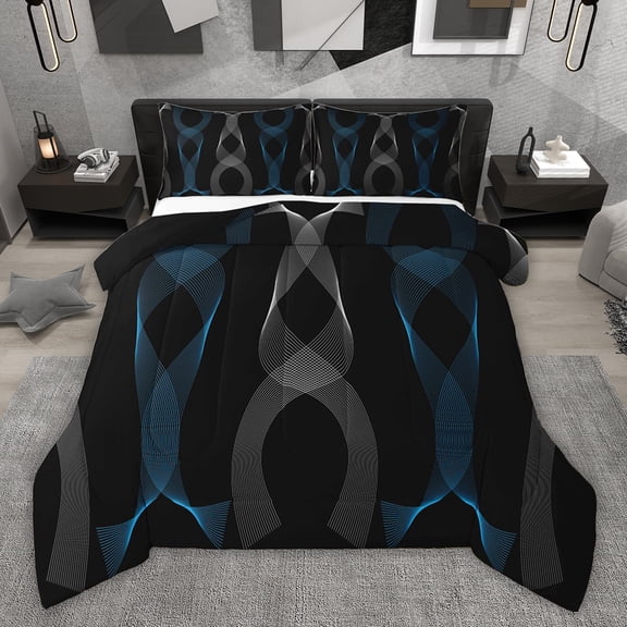 Castle Fairy Geometric Swirl Lines Twin Comforter Sets,Spiral Stripes Bedding Set