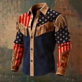 thumbnail image 5 of Telankuip American Independence Day Vintage Tassel Printed Men's Shirts USA 250th Anniversary Long Sleeve Button down Casual Top July 4th Celebration Cowboy Style Shirts 5-Blue XXL, 5 of 5