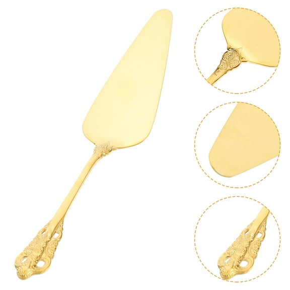ifundom Golden Stainless Steel Cake Slicer and Server Set for Easy, Precise Cutting and Serving of Cakes and Desserts