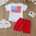 thumbnail image 6 of Zanarzt Summer Baby Boy Clothes Toddler Baby Boy 4th of July Clothes Star Stripe Print Short Sleeve Shirt Shorts Set Memorial Day Outfit White,12-18 Months, 6 of 6