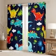thumbnail image 2 of Feelyou Jungle Dino Black Out Curtains for Kids Boys Girls, Tropical Wildlife Curtains Pack of 2 (42x63 Each), Navy, 2 of 6