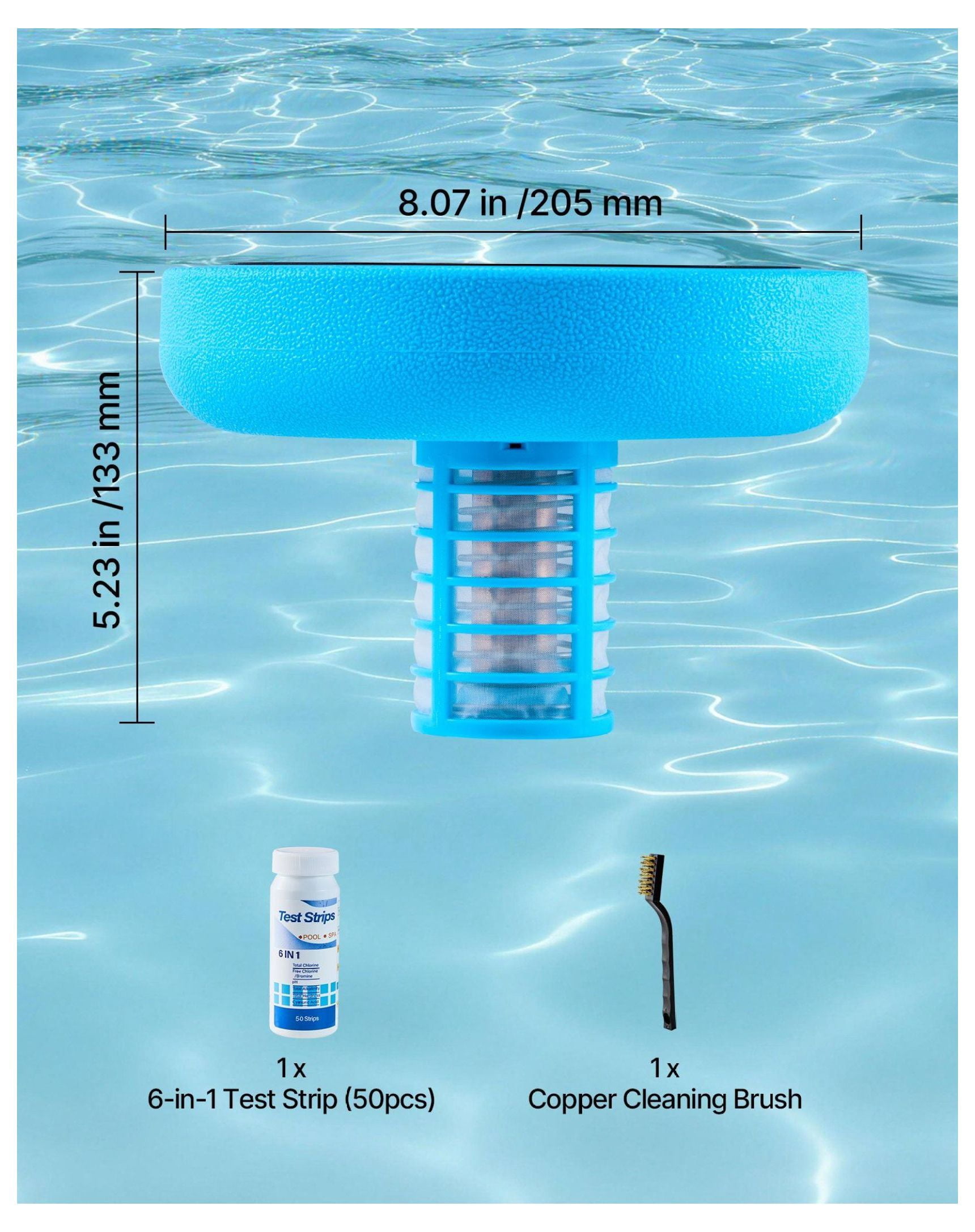 Solar Pool Ionizer, 35000 Gal, Floating Water Purifier, Chlorine Free, Copper Anode, Pool Cleaner for Spas & Swimming Pools