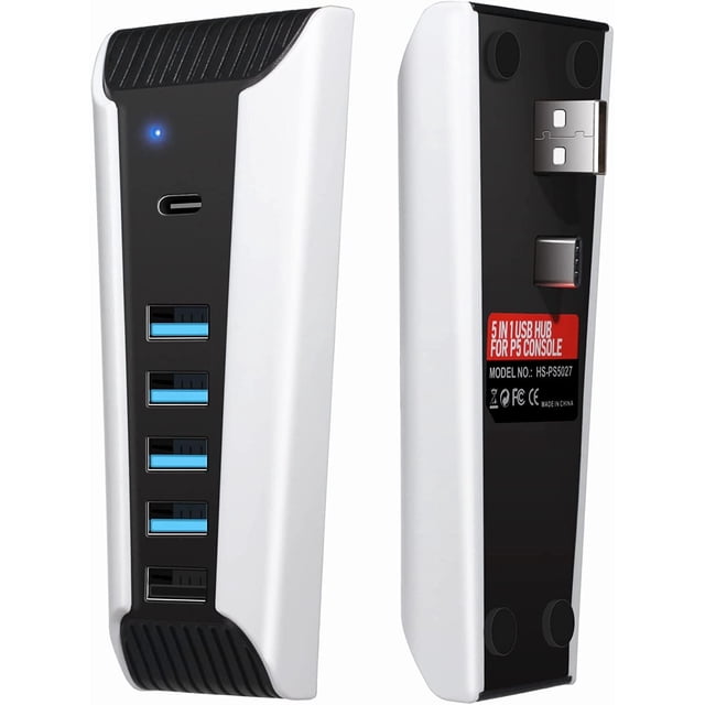 Concentrador USB AQIDAP Blanco de 5 Puertos de Alta Velocidad para PS5
