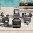 thumbnail image 4 of MEISSALIVVE Outdoor Patio Furniture Set with Swivel Chair, 6 Pieces Patio Conversation Set, Patio Sectional Furniture Set with 4 Swivel Rocker Patio Chair and 2 Side Table (Gray), 4 of 8