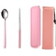 thumbnail image 1 of Zhuge Juego de cubiertos de 4 piezas, utensilios de acero inoxidable, pulido espejo, apto para lavavajillas, rosa plateado, 1 of 5