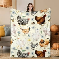 Hen Chicken and Rooster Family Throw Blanket Gifts for Chicken Lovers Warm Ultra-Soft Micro Flannel Blanket for Bed Couch Living Room 40"x30"