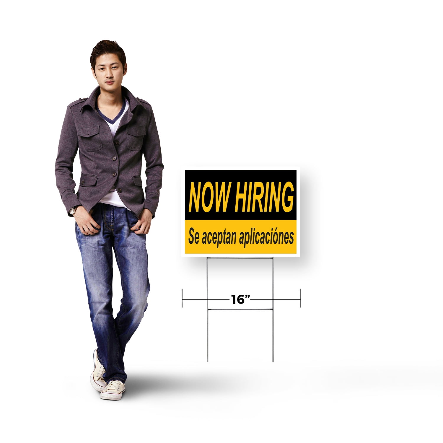Now Hiring se Aceptan Aplicaciones Yard Sign 12 Inch x 16 Inch Single Sided Weatherproof Heavy-Duty Plastic with Stake | Spanish Recruitment Sign, Job Opportunities, Professional