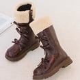 thumbnail image 4 of WAVSUF Girls Fleece Knee High Boots Wide Width Soft Sole Anti Slip Winter Trendy Cute Boots Brown 10 Toddler, 4 of 8