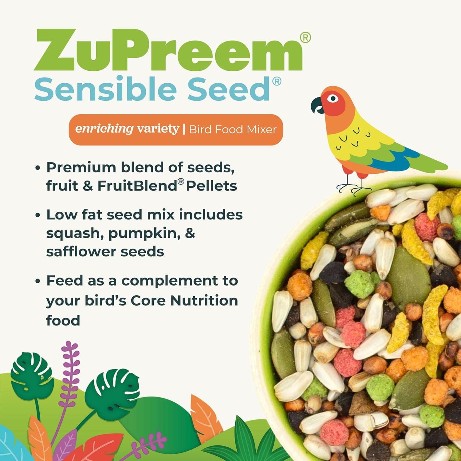 Nourriture pour oiseaux Zupreem Sensible Seed pour grands oiseaux