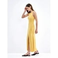 thumbnail image 4 of Women'S Summer and Autumn Long Elegant Versatile Slit Tight Sleeveless Dress Yellow L, 4 of 9