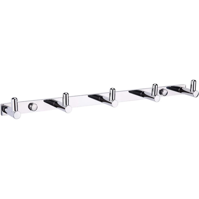 Perchero Gancho de Pared Simple de Acero Inoxidable Soporte para Toallas Abrigo Albornoz Percha para Ropa Toalla de té montada en la Pared para baño WC Familia - 5 Ganchos JM