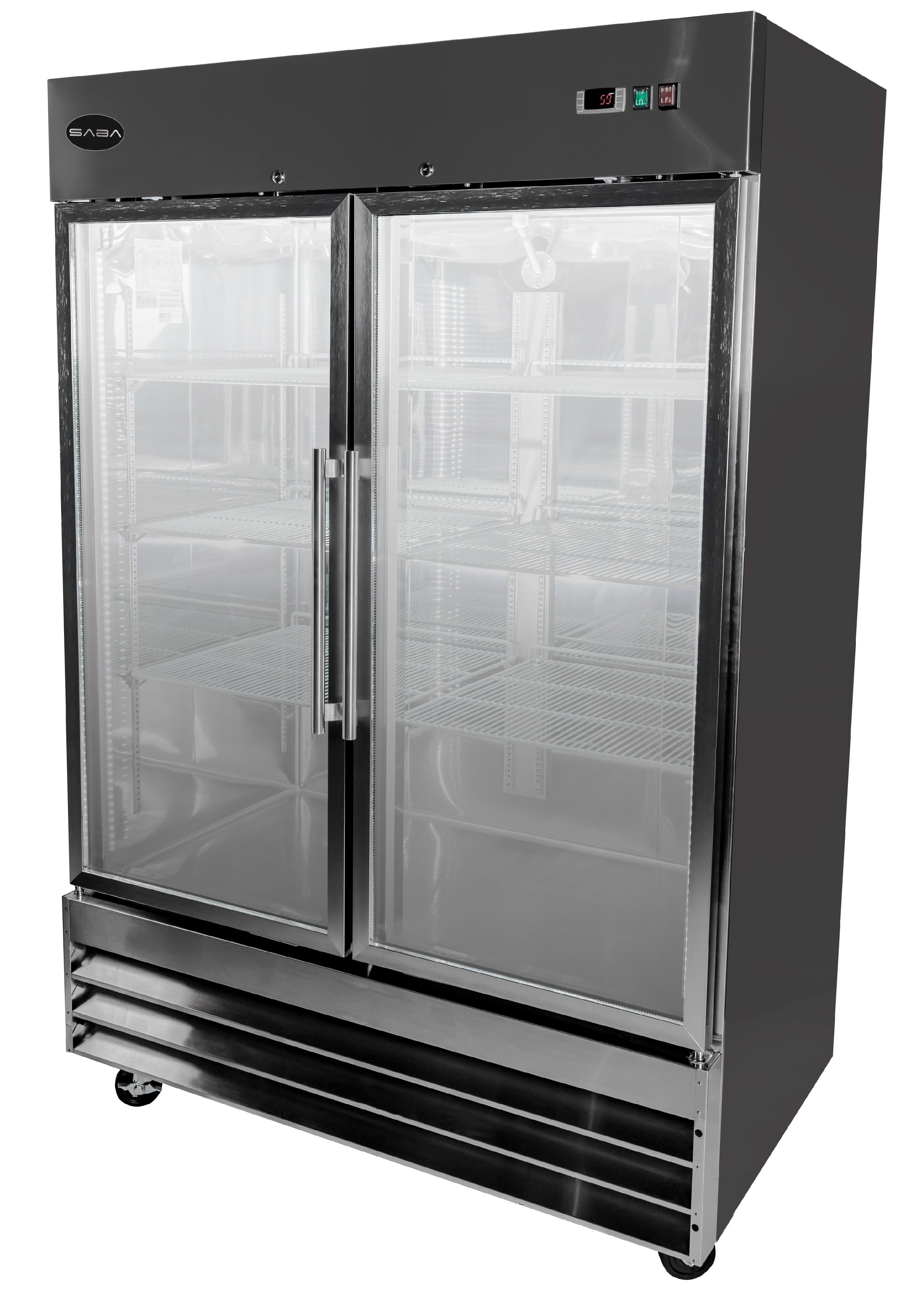Heavy Duty Commercial 47 cu ft Stainless Steel Glass Door Reach-In Freezer (2 Door)