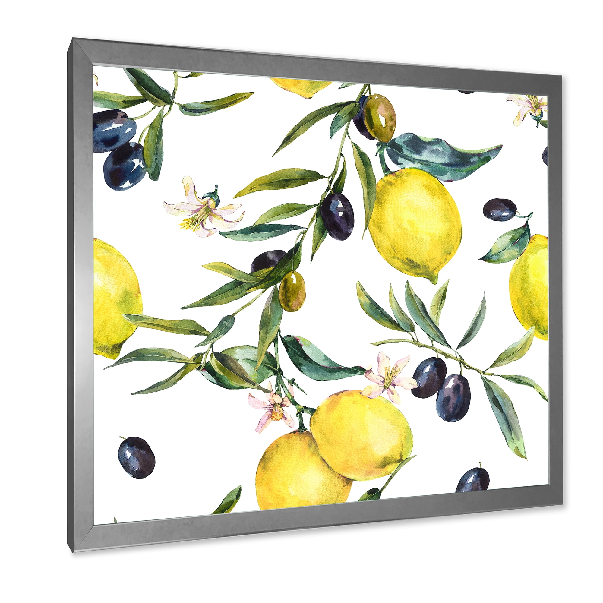 Designart 'Olive and Lemon Branches II' Tropical Framed Art Print