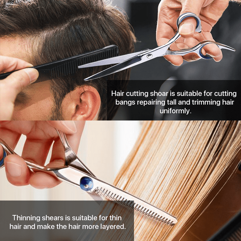 Suptree Professional Hair Cutting Scissors Tools for Women Men, 10 Pcs Haircut Kit Scissors for Cutting Hair, Size: One Set, Black