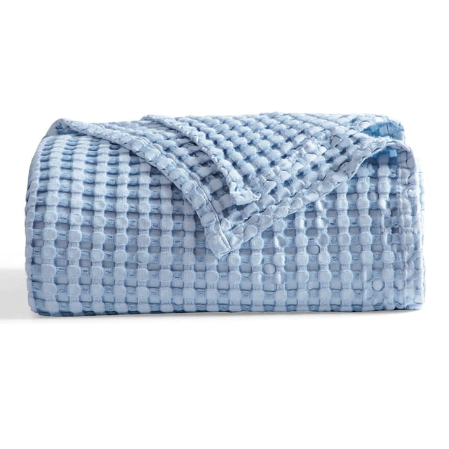 Manta Bedsure Cooling de algodón con forma de gofre, tamaño king, color azul cielo