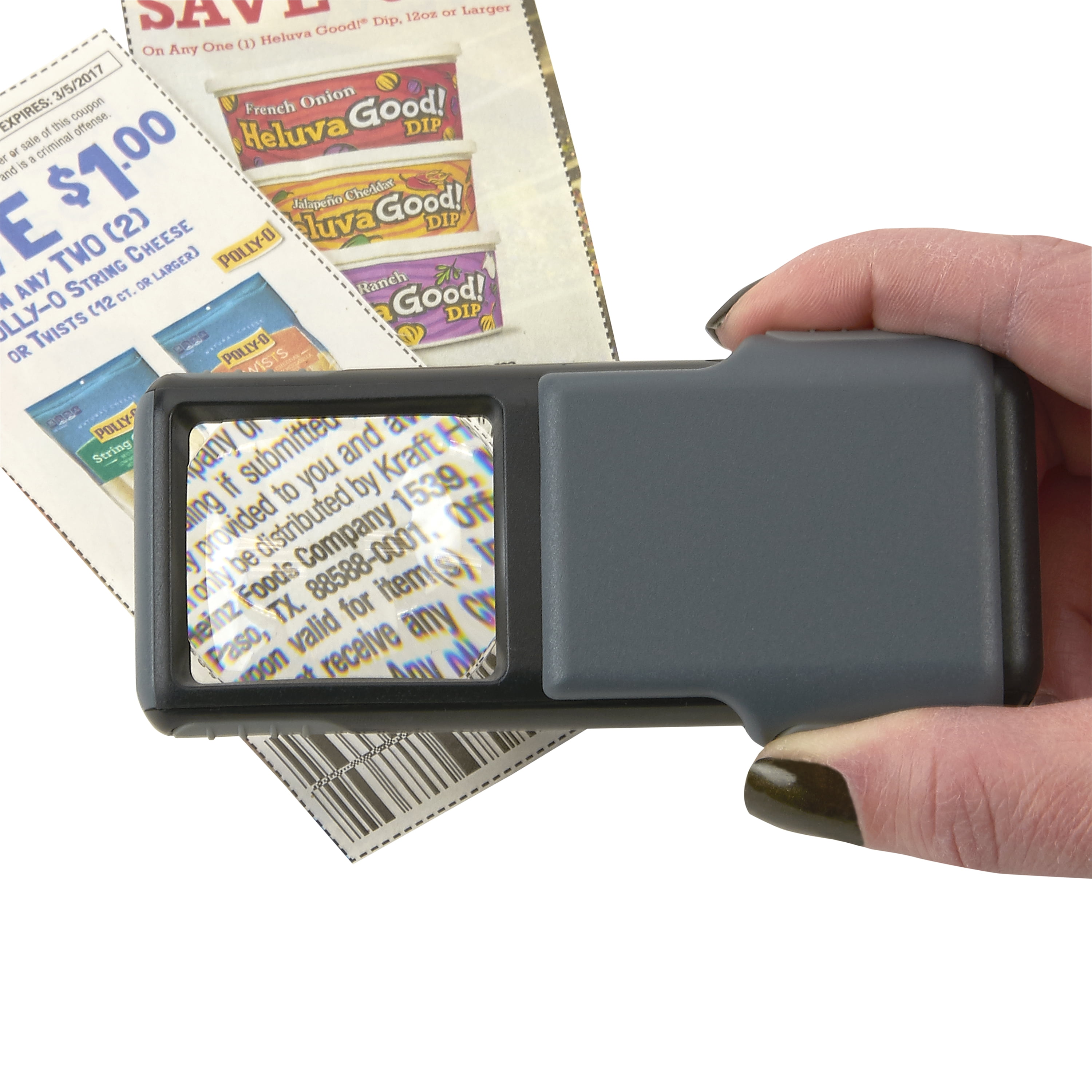 Equate Magnifier Portable 5x Power LED Lighted Aspheric Acrylic Lens Magnifying Glass, Black & Gray