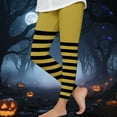 thumbnail image 2 of Halloween Leggings for Girls Party Holiday Clothes Striped Print High Waist Stretch Jeggings Long Pants (7 Years, Yellow A), 2 of 6