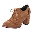 thumbnail image 1 of NECHOLOGY Botas Mujer Adulto Femenino Zapatos Botines mujer Botas de tobillo para mujer de tacón grueso con cordones tallados británicos de comercio exterior europeo y americano (Brown, 6.5), 1 of 7