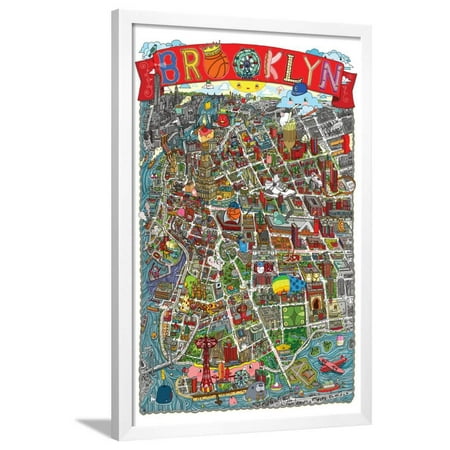 brooklyn map framed print wall art by aaron meshon walmart com