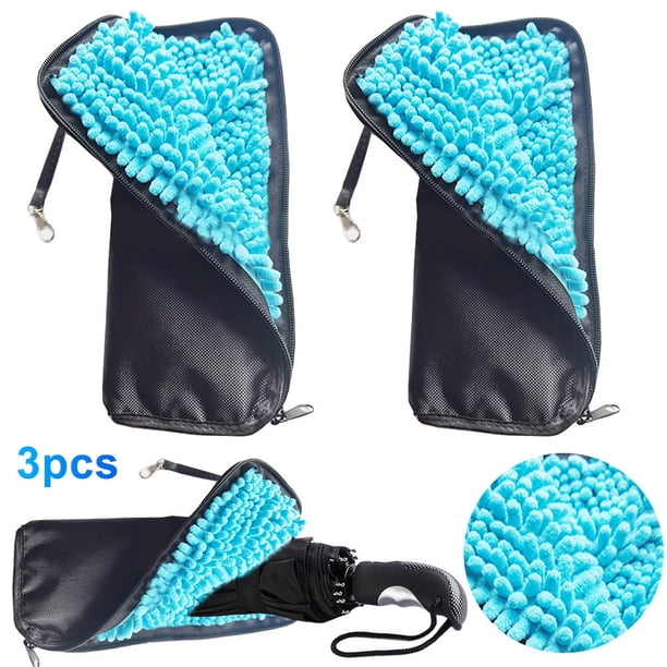 Paraguas Ligera Funda Paraguas Microfibra para Almacenamiento en El (negro Y Azul)