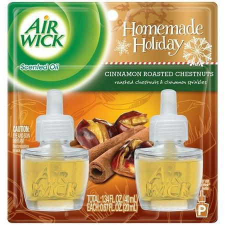 Air Wick Homemade Holiday Cinnamon Roasted Chestnuts Scented Oil Air Freshener Refills, 1.35 Fl. Oz., 2 Count