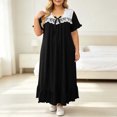 thumbnail image 2 of Stamzod Plus Size Nightgowns for Women Lace Ruffle Long House Dress Loose Casual Short Sleeve T-Shirt Night Gown Sleepwear XXXXL, 2 of 6