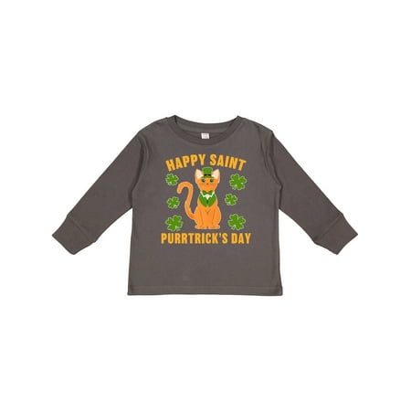 

Inktastic St. Patrick s Day Happy Saint Purrtrick s Day Boys or Girls Long Sleeve Toddler T-Shirt
