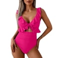 thumbnail image 6 of Womens One-Piece High Waisted Swimsuit Ruffle V-Neck Cutout Summer Bathing Suits 2026 with Built In Bra, 6 of 7