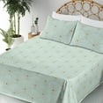 thumbnail image 3 of Ambesonne Art Deco Fitted & Flat Sheet with Shams 4 Pcs Set, Minty Tones Classic Scales, Calking, Mint Green Sand Brown, 3 of 5