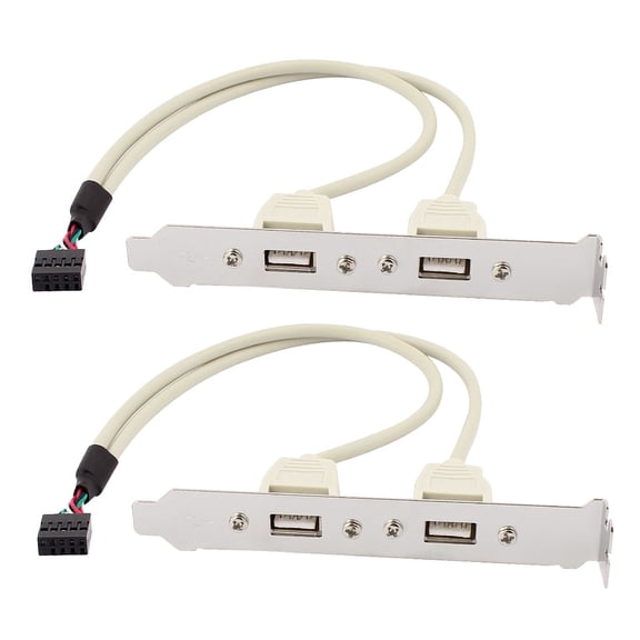 2 Pcs 2 Port USB 2.0 Motherboard Rear Panel Expansion Bracket Host Adapter