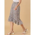 thumbnail image 5 of MODA NOVA Junior's Floral Fall Elastic Waist Ruffle High Low Hem Skirt, 5 of 6