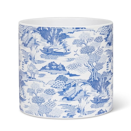 Set of 12 Toile River Scene Large Planter