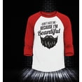 thumbnail image 2 of Shop4Ever Men's Don't Hate Me Because I'm Beardiful Funny Raglan Baseball Shirt XXX-LargeWhite/Navy, 2 of 4