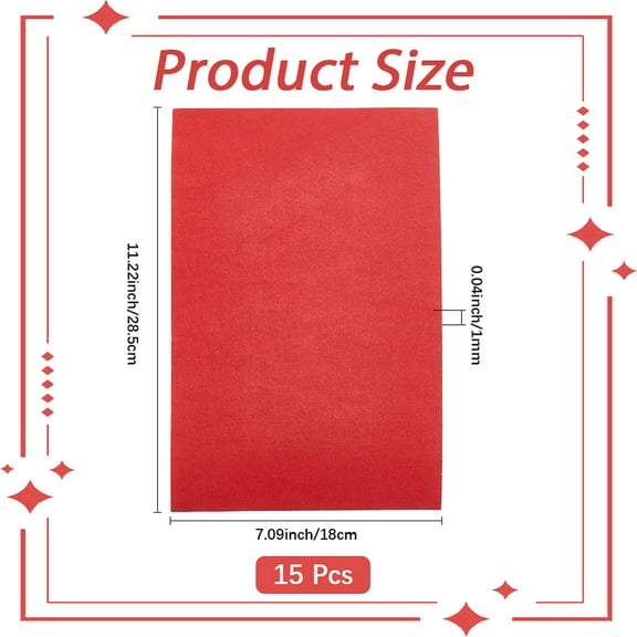 1 set 15pcs Felt Non Woven Fabric DIY Craft Supplies Rectangle Red 285x180x1mm
