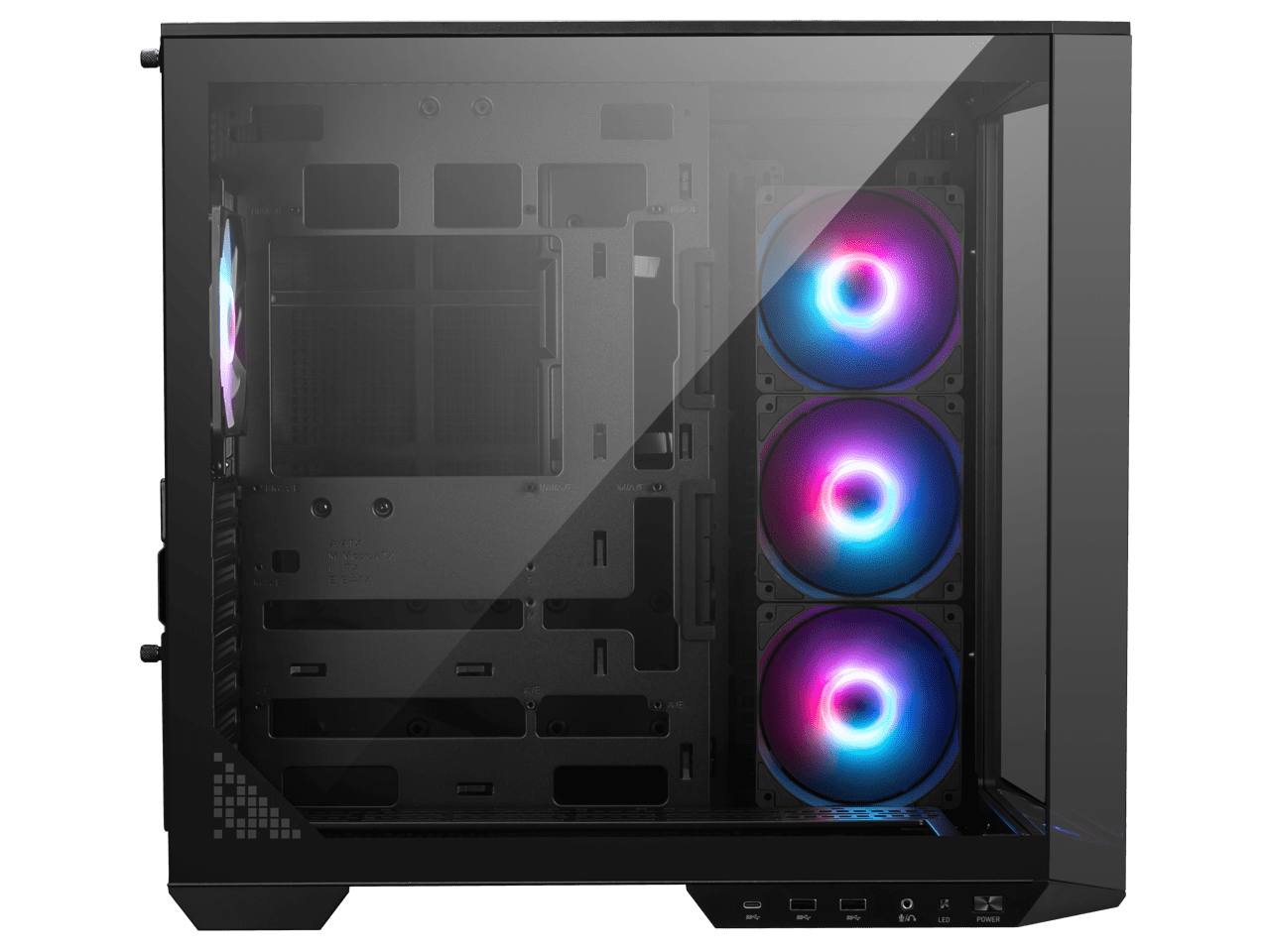MSI MAG PANO 100R PZ Project Zero Mid Tower ATX Gaming Case, Tempered Glass, Support Back-Connect, 270-degree Panoramic Display, GPU Support Stand, 4 ARGB Fans