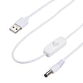 thumbnail image 1 of Unique Bargains USB Male to 5.5x2.1mm DC Male Extension Cord with Switch 150cm White, 1 of 5