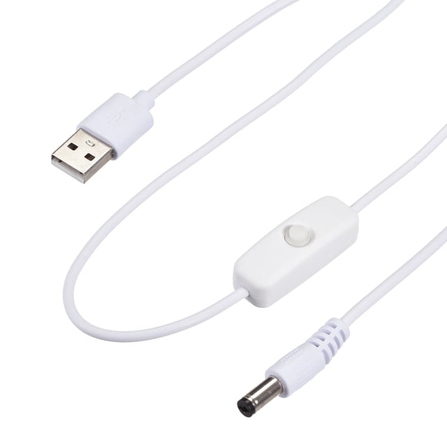 Unique Bargains USB Male to 5.5x2.1mm DC Male Extension Cord with Switch 150cm White