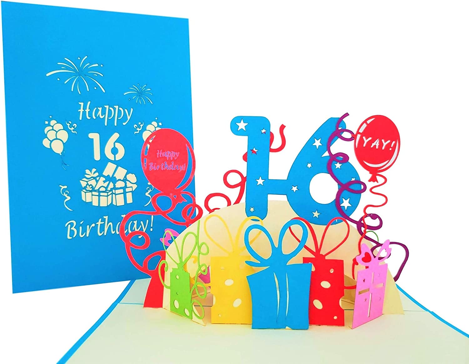 iGifts And Cards Happy 16th Birthday with Presents 3D Pop Up Greeting Card Sweet Sixteen Gift