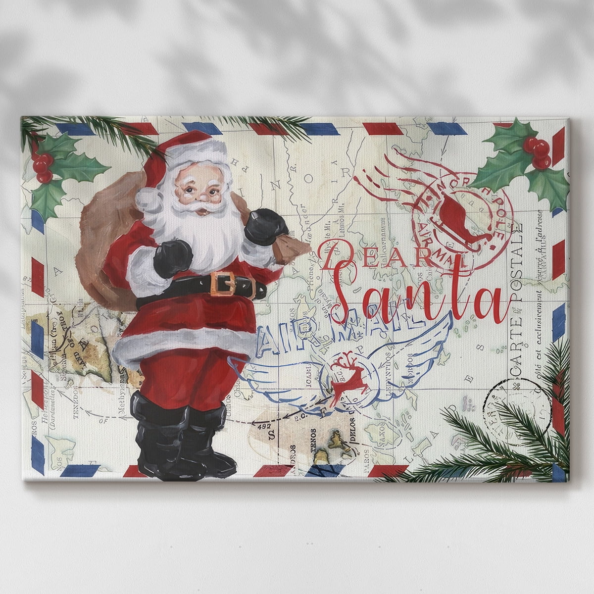 Christmas Par Avion Collection A- Gallery Wrapped Canvas