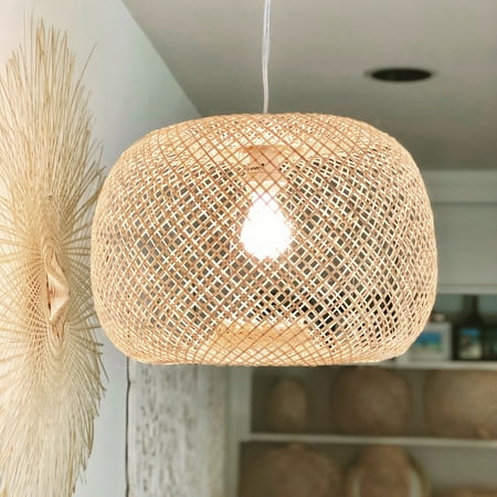 

Shipped from US Bamboo Lampshade Pendant Light Boho Lampshade Handwoven bamboo lampshade Bamboo Hanging Lampshade Shade Only