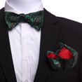 thumbnail image 1 of Amedeo Exclusive Men's Silk Green Black Red Self Bow Tie, 1 of 1