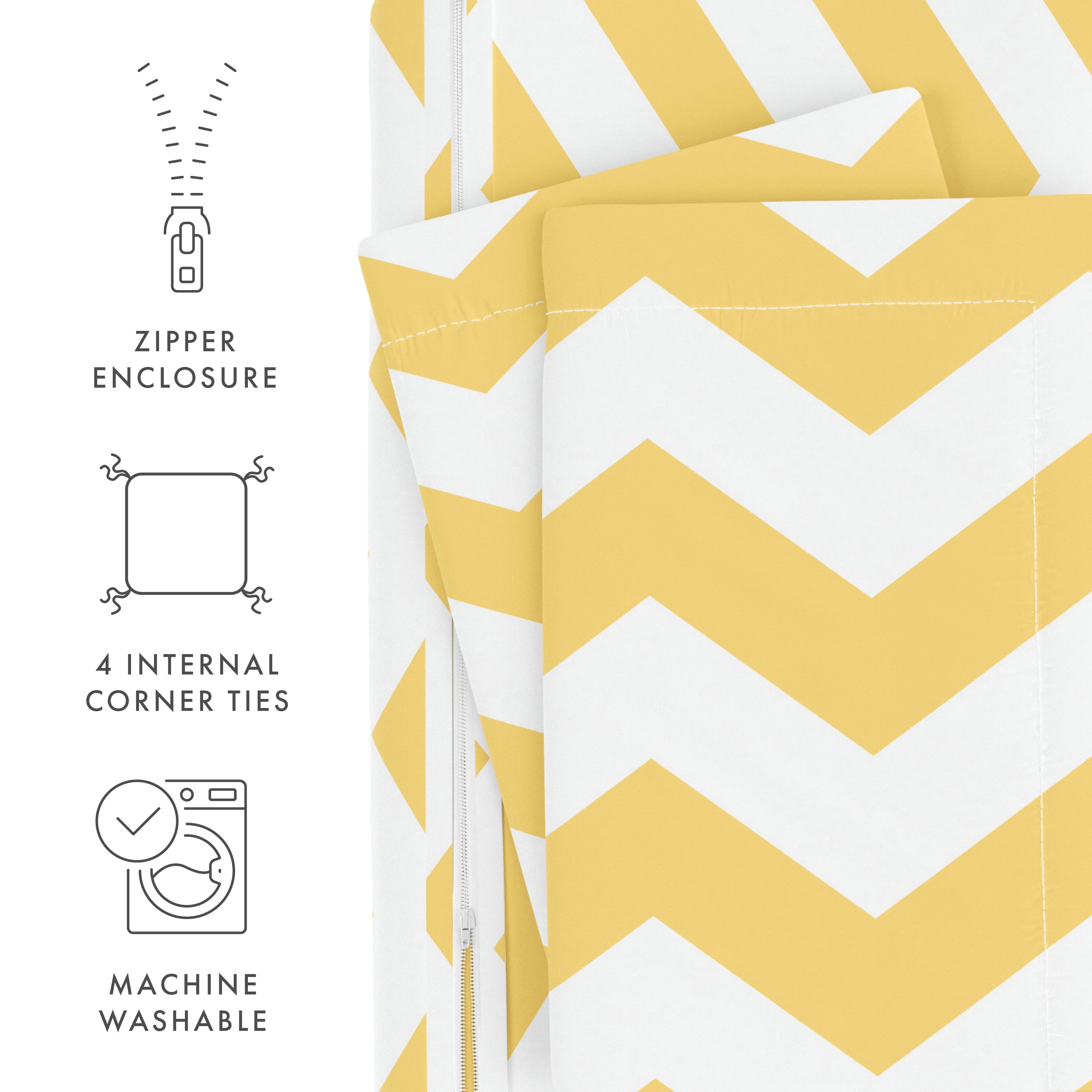 Noble Linens Yellow Arrow Pattern 2-Piece Duvet Cover Set, Twin/TwinXL