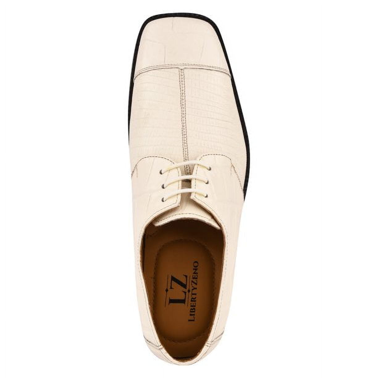 Casanova Leather Lace Up Oxford Style Croco Print Men's Dress Shoes, Cream / 10.5 - LIBERTYZENO Casanova Leather Lace Up Oxford Style Croco Print Men's Dress Shoes, Cream / 10.5 - LIBERTYZENO