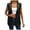 Black, variant on Women Fashion Solid Leather Vest Casual Cardigan Sleeveless Vest Coat Top Misses Cardigan Sweater XXL