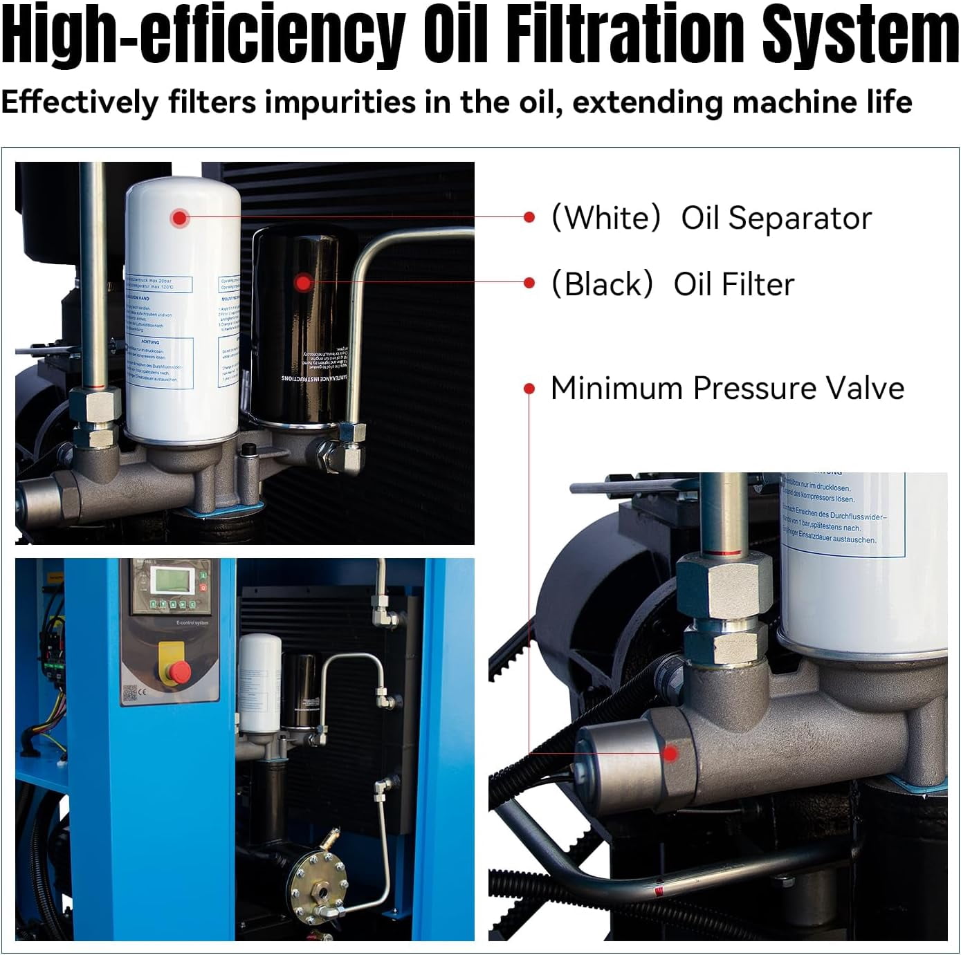 HPDMC 20HP Industrial Rotary Screw Air Compressor, 81 CFM @ 125 PSI, 460V 3-Phase Heavy Duty Compressed Air System for Manufacturing and Fabrication PACK15