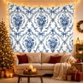 thumbnail image 3 of Blue and White Floral Urn Pattern on Solid White Background Romantic Vintage for Art Lovers Botanical Wall Decor Housewarming Gift Tapestry Wall Hanging for Living Room and Bedroom, 3 of 7