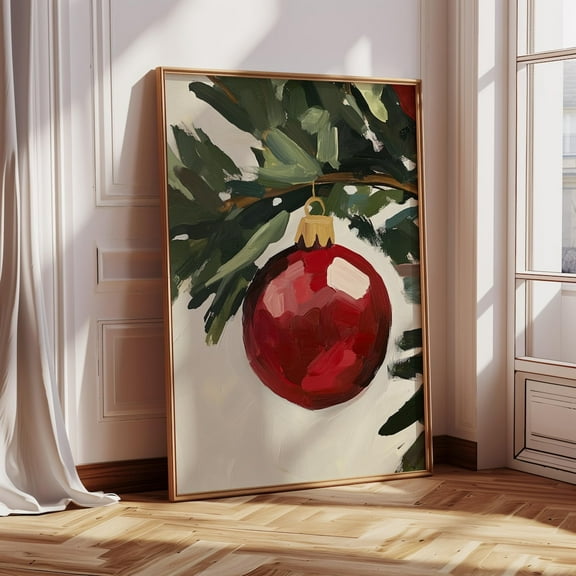 Winter Holiday Ornament Art Poster, Festive Holiday Giclã©E Wall Decor Home Decor UNFRAMED Poster, Wall Art for Decor, Present, 8x12
